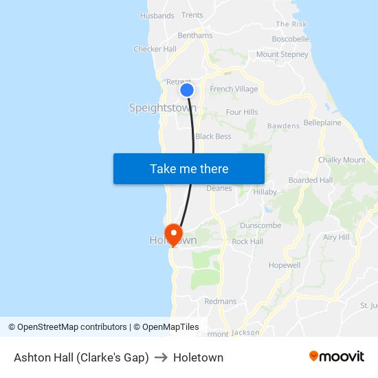 Ashton Hall (Clarke's Gap) to Holetown map