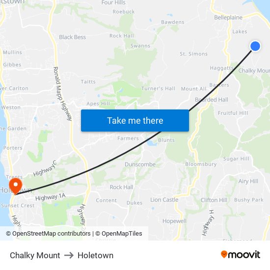 Chalky Mount to Holetown map