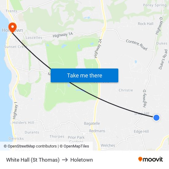 White Hall (St Thomas) to Holetown map