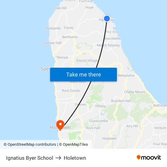 Ignatius Byer School to Holetown map