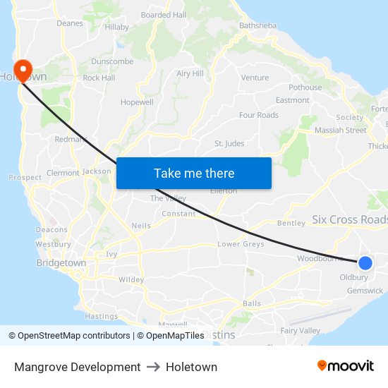Mangrove Development to Holetown map