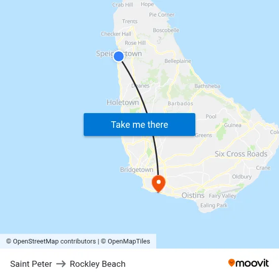 Saint Peter to Rockley Beach map