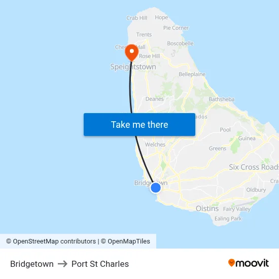 Bridgetown to Port St Charles map