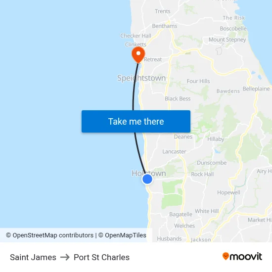 Saint James to Port St Charles map