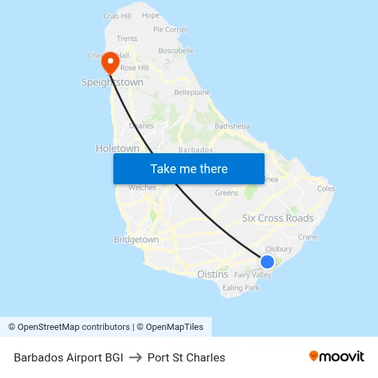 Barbados Airport BGI to Port St Charles map