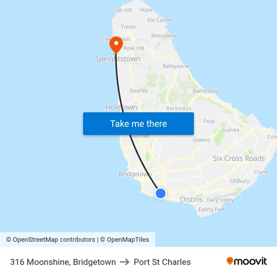 316 Moonshine, Bridgetown to Port St Charles map