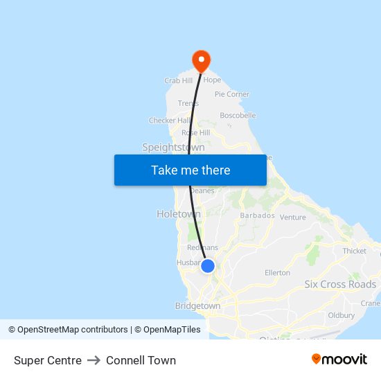 Super Centre to Connell Town map