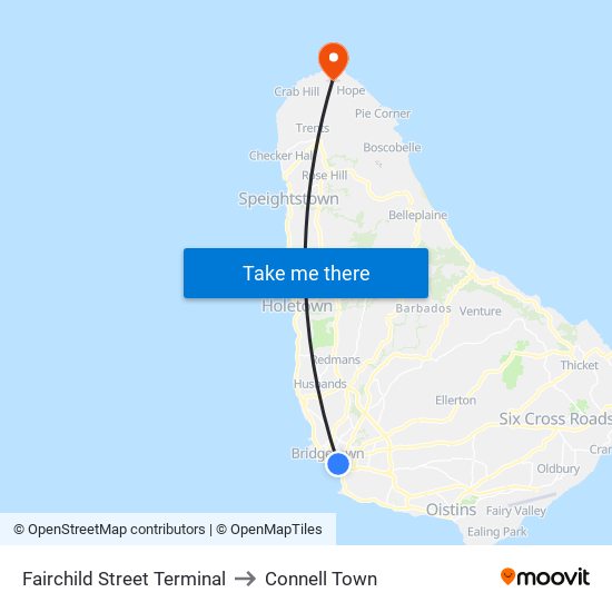 Fairchild Street Terminal to Connell Town map