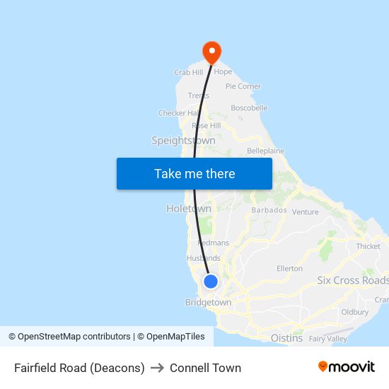 Fairfield Road (Deacons) to Connell Town map