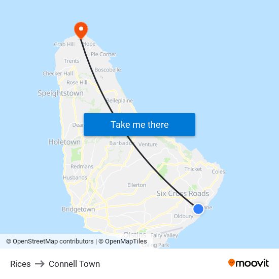 Rices to Connell Town map