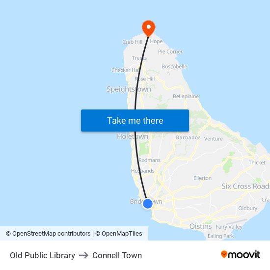 Old Public Library to Connell Town map
