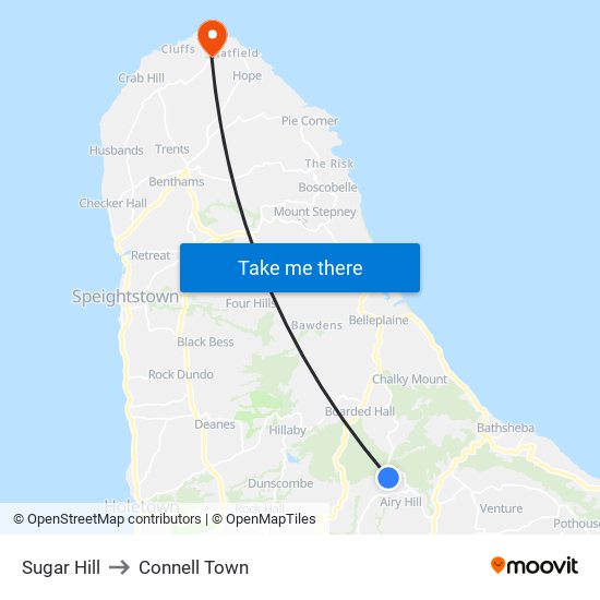 Sugar Hill to Connell Town map