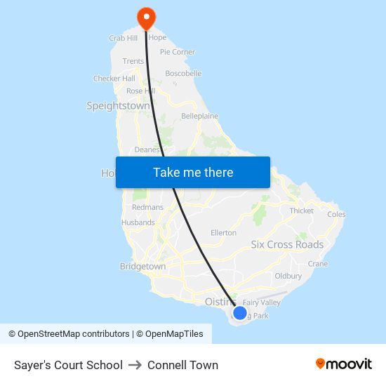 Sayer's Court School to Connell Town map