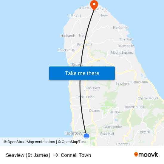 Seaview (St James) to Connell Town map