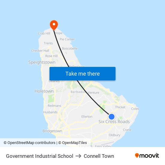 Government Industrial School to Connell Town map