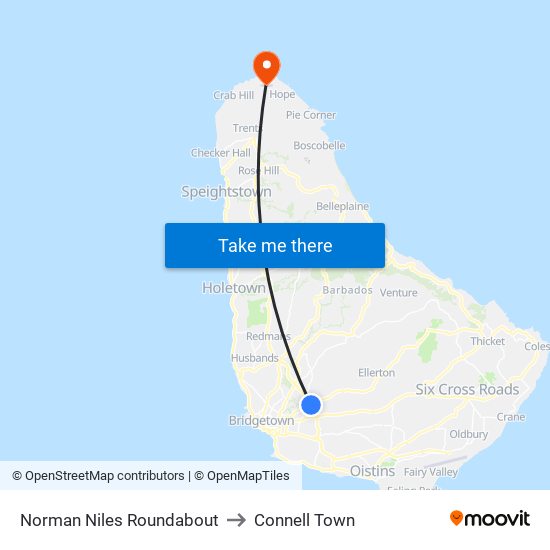 Norman Niles Roundabout to Connell Town map