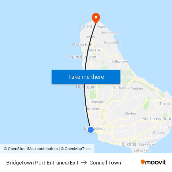 Bridgetown Port Entrance/Exit to Connell Town map