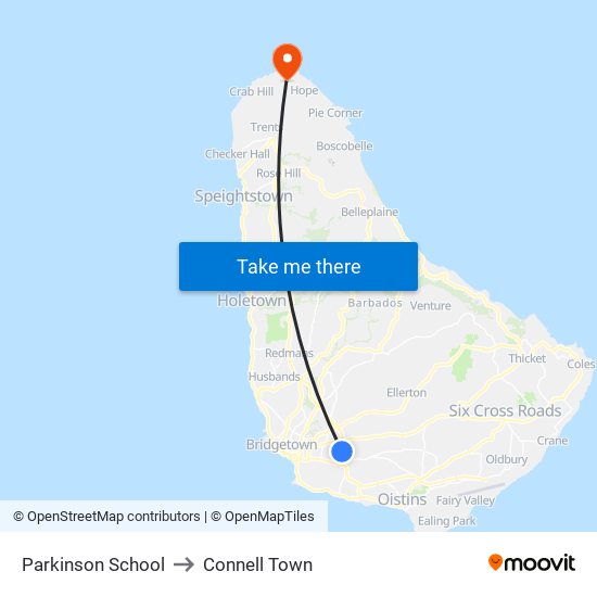 Parkinson School to Connell Town map