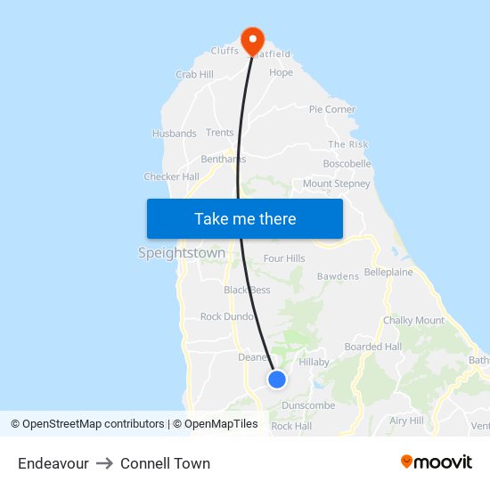Endeavour to Connell Town map