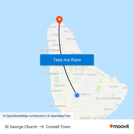 St George Church to Connell Town map