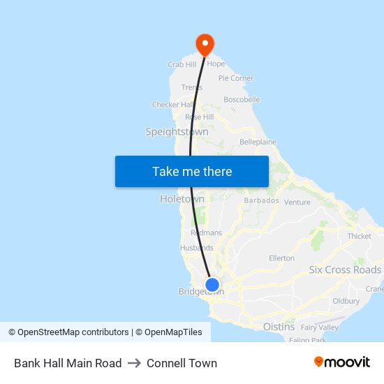 Bank Hall Main Road to Connell Town map