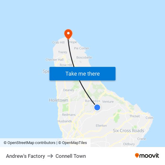 Andrew's Factory to Connell Town map