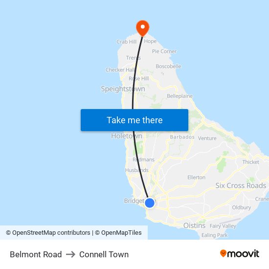 Belmont Road to Connell Town map