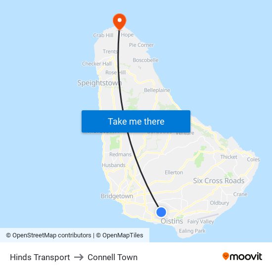 Hinds Transport to Connell Town map