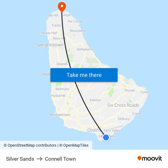 Silver Sands to Connell Town map