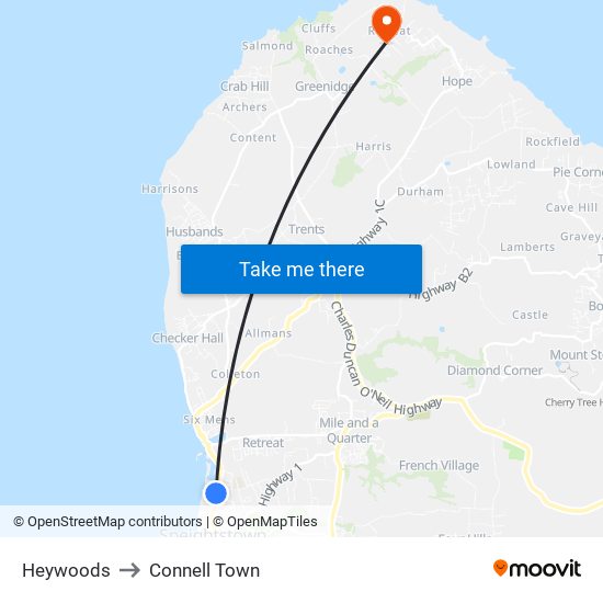 Heywoods to Connell Town map