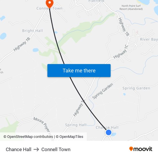 Chance Hall to Connell Town map