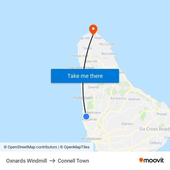 Oxnards Windmill to Connell Town map