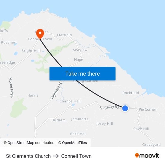 St Clements Church to Connell Town map