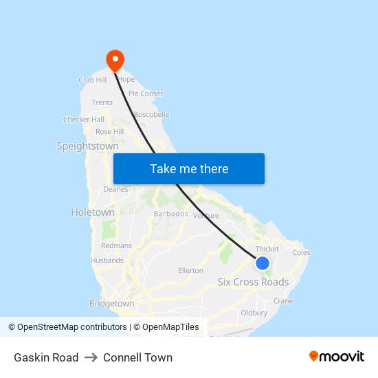 Gaskin Road to Connell Town map