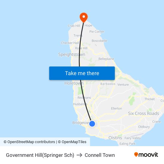 Government Hill(Springer Sch) to Connell Town map