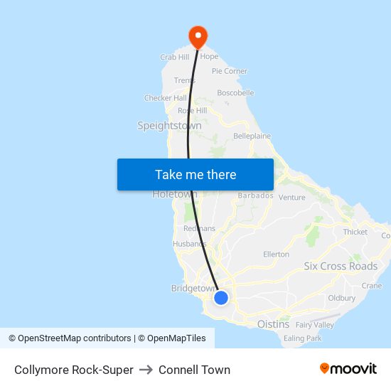 Collymore Rock-Super to Connell Town map