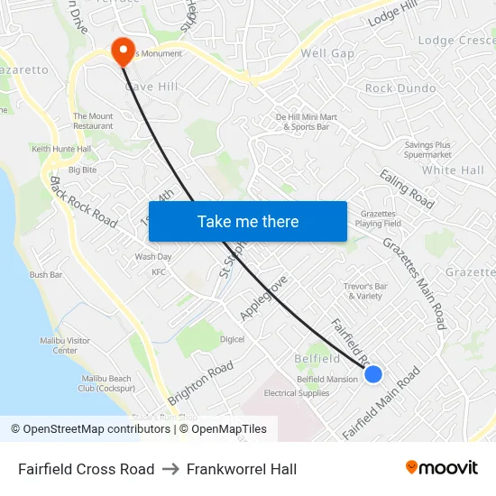 Fairfield Cross Road to Frankworrel Hall map