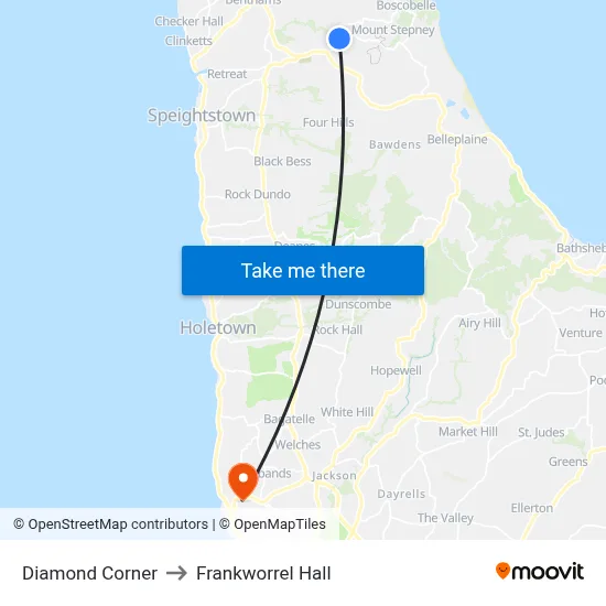Diamond Corner to Frankworrel Hall map