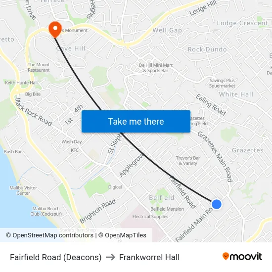 Fairfield Road (Deacons) to Frankworrel Hall map