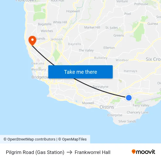 Pilgrim Road (Gas Station) to Frankworrel Hall map