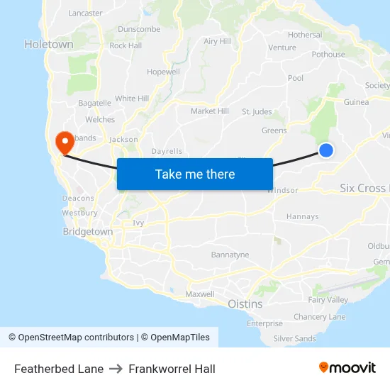 Featherbed Lane to Frankworrel Hall map