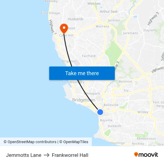 Jemmotts Lane to Frankworrel Hall map