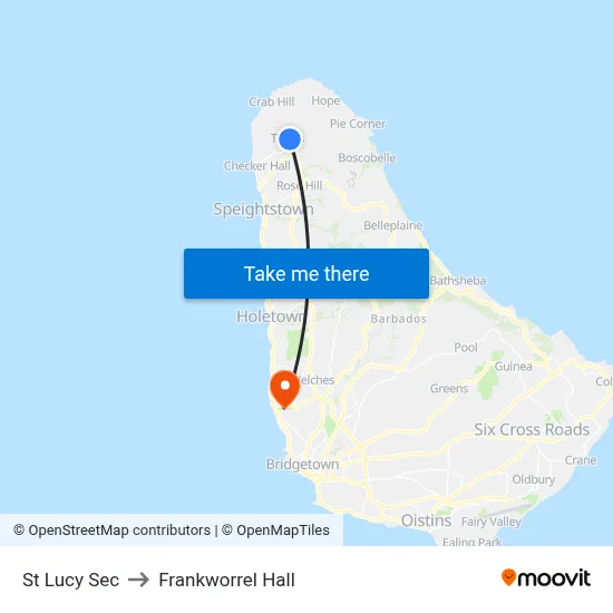 St Lucy Sec to Frankworrel Hall map
