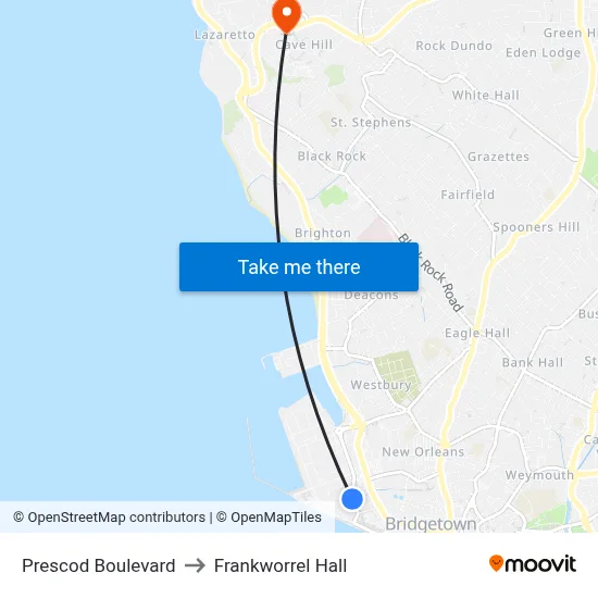 Prescod Boulevard to Frankworrel Hall map
