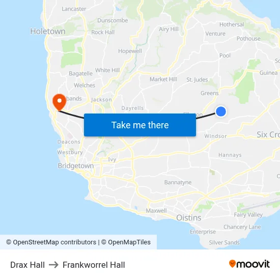 Drax Hall to Frankworrel Hall map