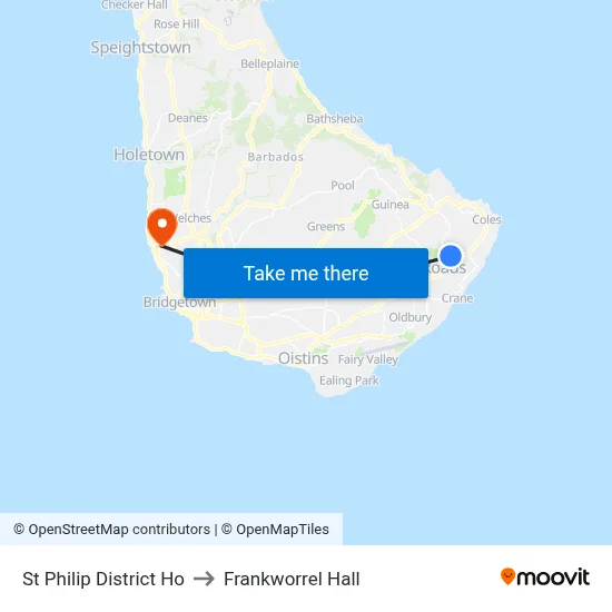 St Philip District Ho to Frankworrel Hall map