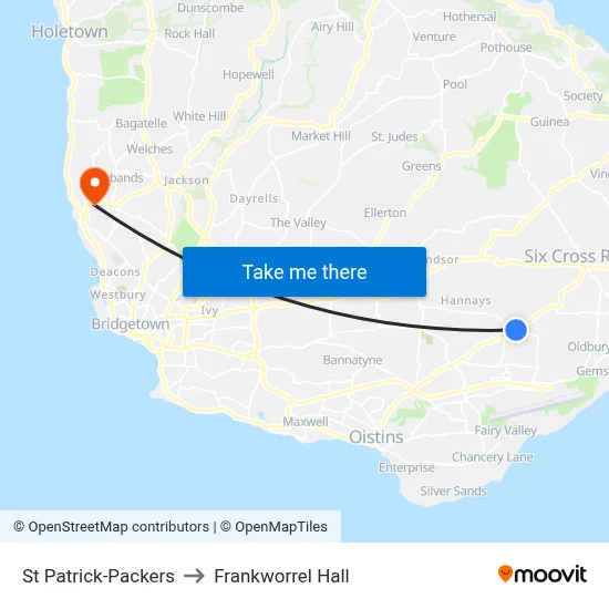 St Patrick-Packers to Frankworrel Hall map