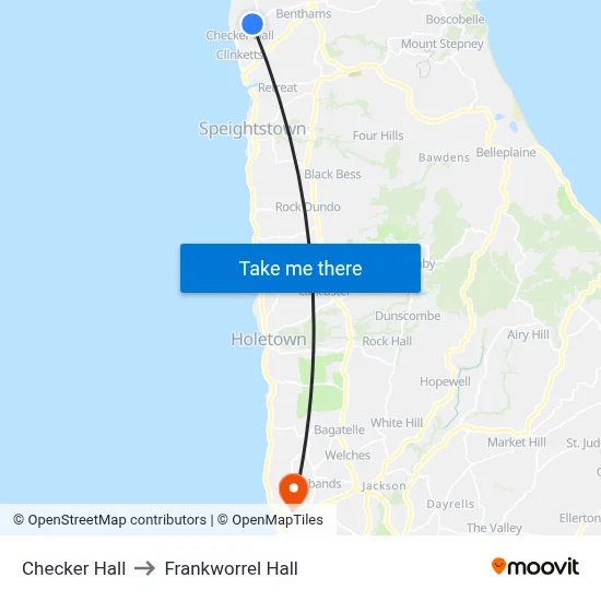 Checker Hall to Frankworrel Hall map