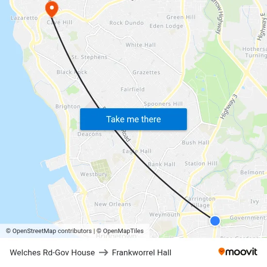 Welches Rd-Gov House to Frankworrel Hall map