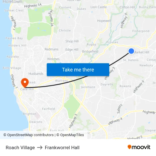 Roach Village to Frankworrel Hall map